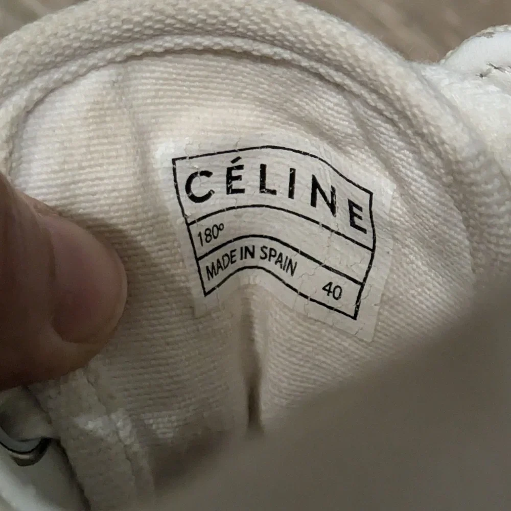 Celine 180 Low Top Canvas Sneakers Women's 40 White Pink Phoebe Philo